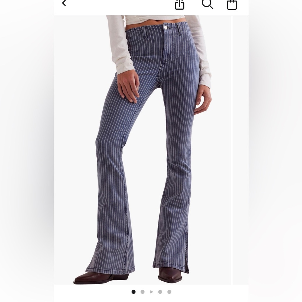 Like New We The Free Blue Striped Bootcut Jeans